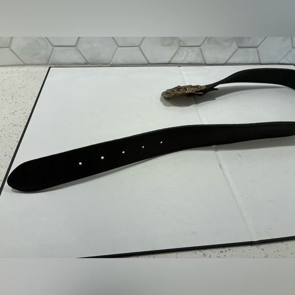 LIVE TO RIDE Biker Buckle Black Leather Belt Brass Made In Holland Motorcycle - Picture 6 of 6